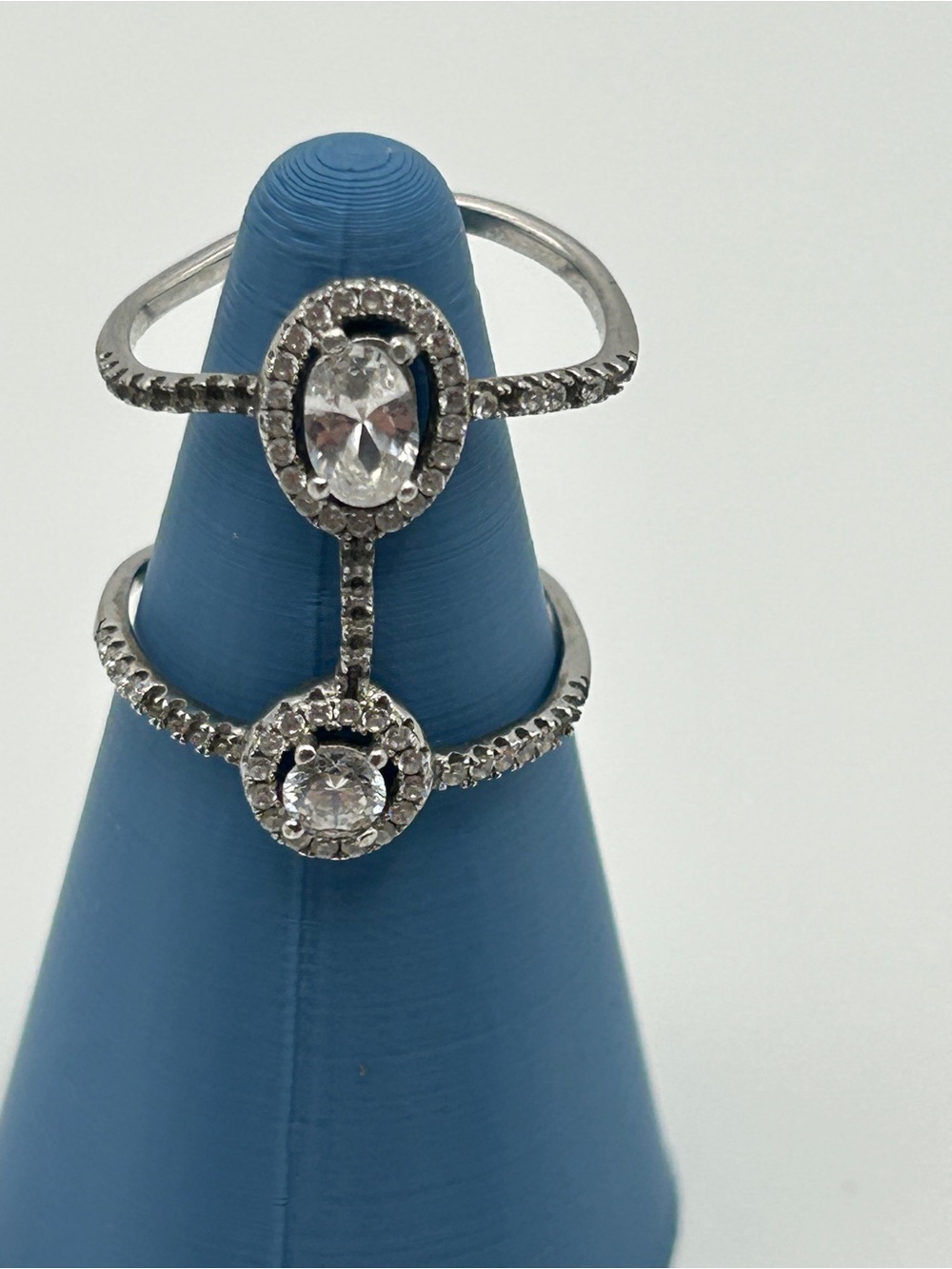 925 Sterling Silver Double Halo Statement Ring Size 7 Repair Project